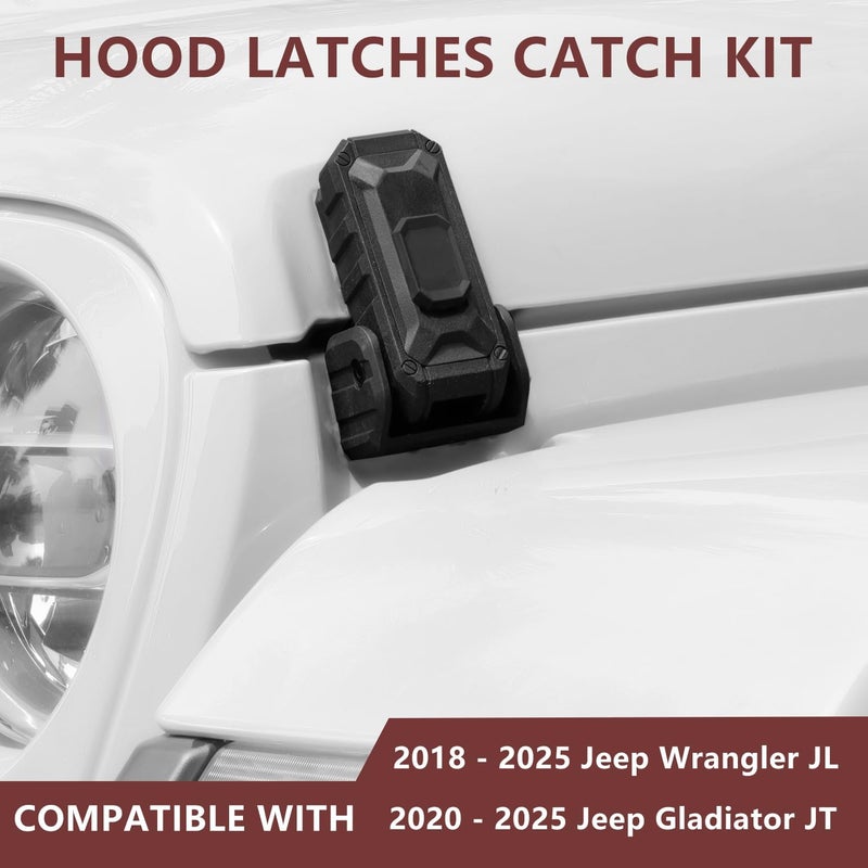 ZKJAYOE Locking Hood Latch with Keys, Jeep Hood Latch Compatible with 2018-2025 Jeep Wrangler JL JLU Jeep Gladiator JT, Anti-Theft Hood Lock Catch Latch Accessories, Dust & Water Resistant, 1 Pair(Not for JK) - Image 2